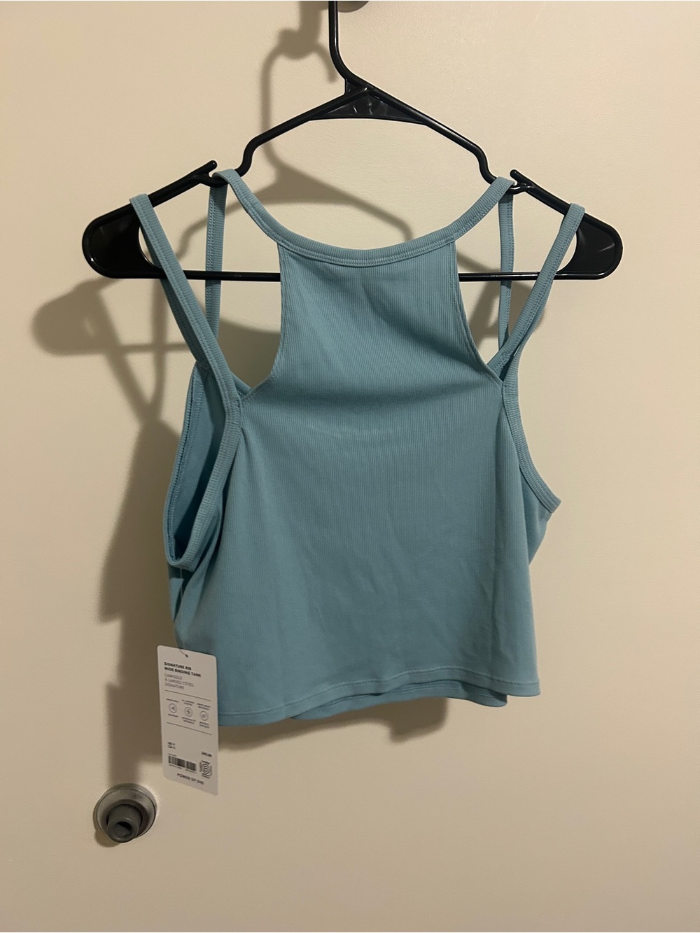 New! Athleta Light Blue Signature Rub Wide Binding Tank Crop Tank Medium NWT - Picture 4 of 4
